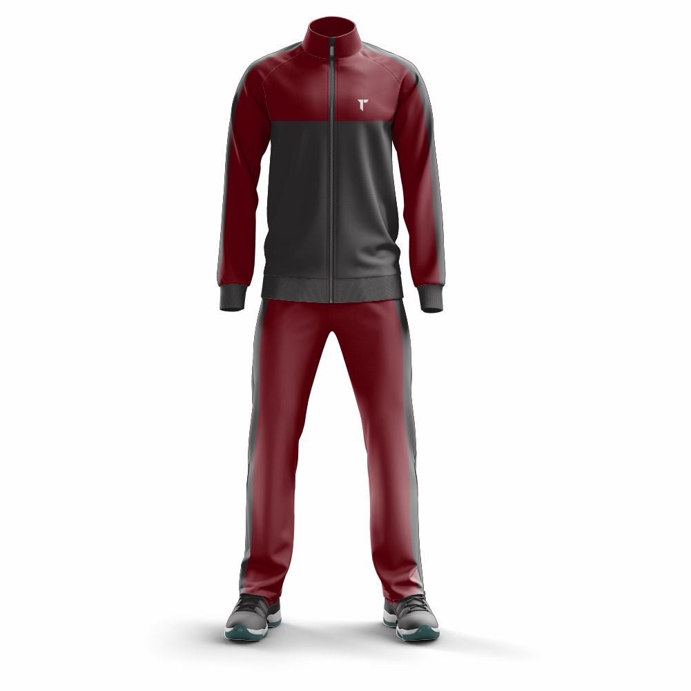 Maroon-Gray Winter Tracksuit