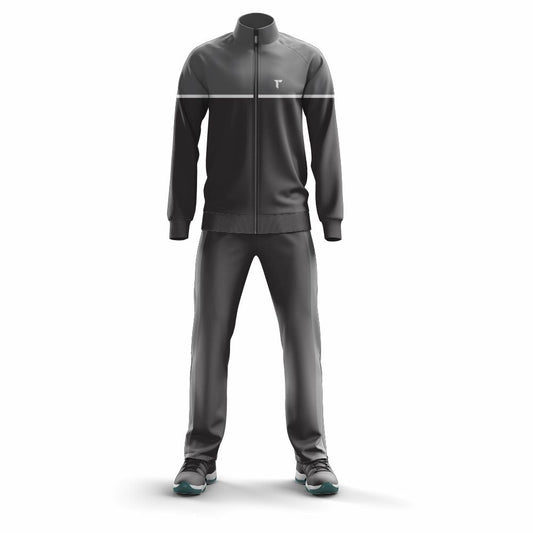 Stylish Gray-White Strip Winter Tracksuit