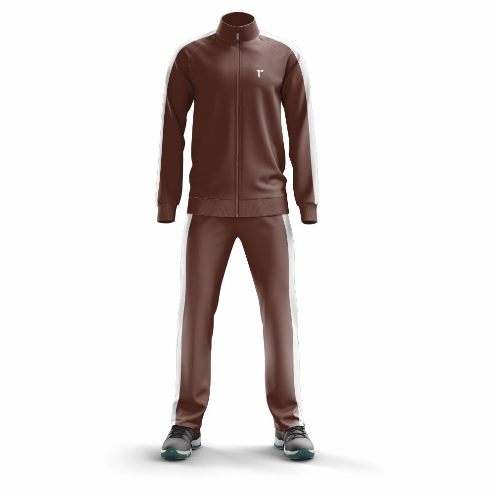 Brown-White Strip Winter Tracksuit